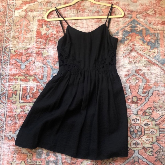 Black mini dress with floral lace cutouts - Picture 2 of 5